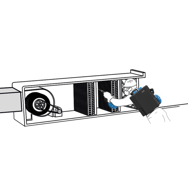 Ecoil. Portable coil cleaning system by means of active foam injection and rinsing